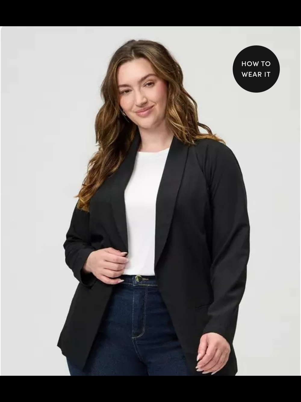 torrid Black Open-Front Blazer with Shawl Lapel